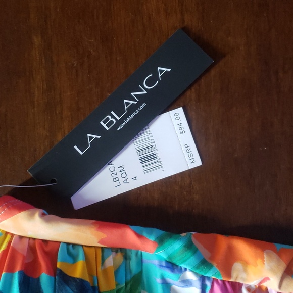 NWT La Blanca Tropea Breeze Bandeau Floral Tankini Top Sz 4 - Picture 5 of 6